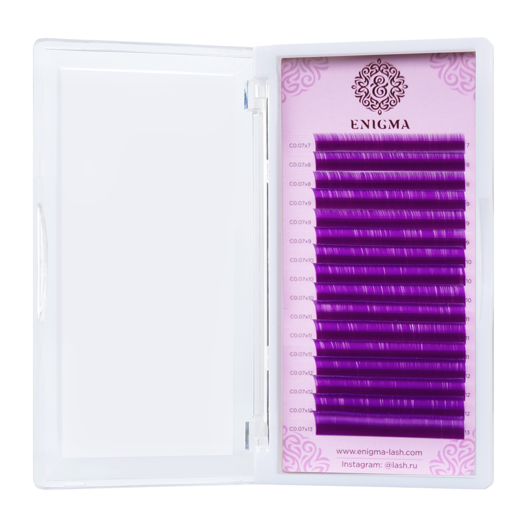 Ресницы Enigma фиолетовые, 16 линий, микс
