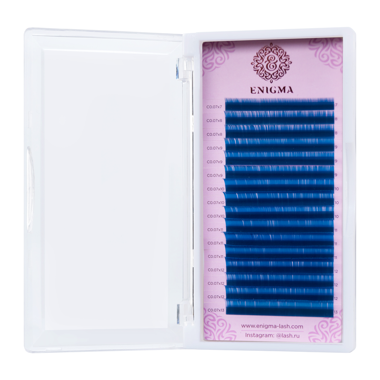 Ресницы Enigma синие, 16 линий микс
