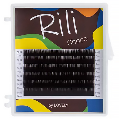 Ресницы RILI Choko тёмно-коричневые, 6 линий, микс